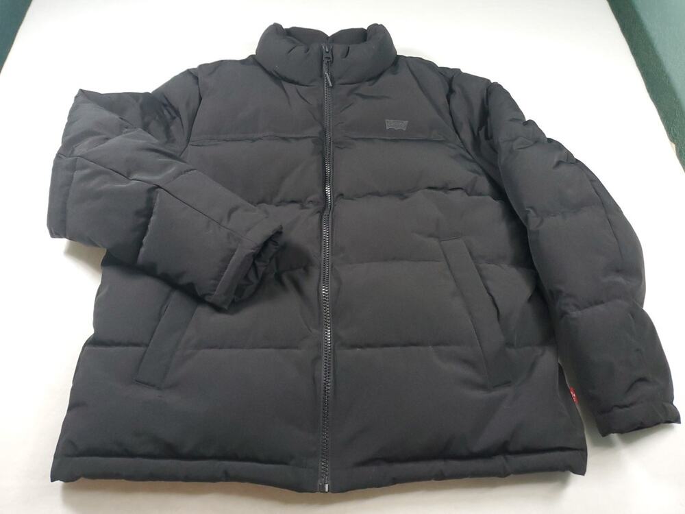 Levi Jacket Mens XL Black Quilted Puffer Coat Full Zip Insulated Windbreaker